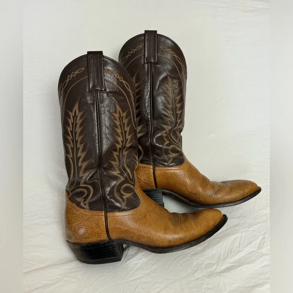 Tony Lama Black Label 6530 Western Cowboy Boots Brown Leather Men's Size 10B